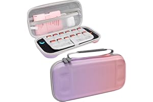 FIWWAT Étui de Transport Mince pour Nintendo Switch 2 (2025) avec 12 emplacements pour Cartes de Jeu, Sac de Voyage Rigide Portable étanche pour Switch 2 et Accessoires - Rose et Violet