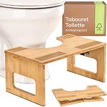 Tabouret Toilette Pliant En Bambou - Marchepied WC Antidérapant Ergonomique Pour Adultes Et Enfants
