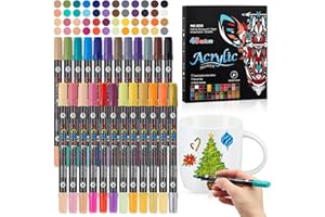 Sinmoe 24er Set Porzellanmalstifte mit Doppelspitze in 48 Farben - Porzellanstifte Dünne Spitze, Filzstifte zum Bemalen von Tassen, Töpferwaren, Keramik, Stein, Holz, Metall, DIY-Bastelprojekte