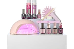 ‎PINK GELLAC Pink Gellac Gel Nägel Set - UV Nagellack Set mit Premium UV Lampe Rosa, 4x Rosa Farbtönen 15 ml, Top Coat Gel und Base Coat, Nagelfeile, Entferner und Cleaner - Nägel Selber Machen in Salonqualität