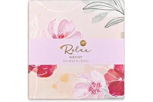 Accentra RELAX presentset för kvinnor med Tea Rose & Velvet | Kroppsvårdskit: kroppssmör, handkräm, fast tvål, glasljuslykta, återbrukbar gåvobox för spastund hemma och egen tid