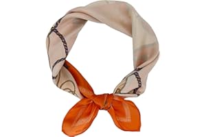 LSHARON SILK 100% Mulberry Silk Scarf Lightweight Neck Scarf - 53x53cm - Digital Printed Small Square Wraps Pure Silk Scarves Natural Silk Neckerchief Headscarf Gift for Women Men
