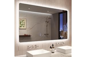 STARLEAD 120x70 cm Specchio-Bagno-con-Luce, Specchiera-Bagno-LED con Bluetooth, 3 Colori Luce, Dimmerabile, Antifog, Memoria, IP44, Vetro Temperato HD, Orizzontale/Verticale