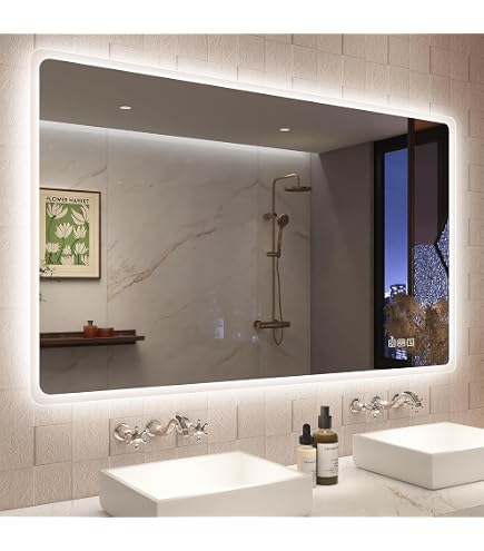 YIFAA Miroir Mural LED Lumineux 50x70 Cm – Miroir Salle De Bain Tactile 9W, Éclairage Blanc Naturel, Installation Horizontale Ou Verticale