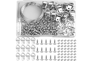 benlidoner 212pcs Picture Hooks Picture Hanging Kit Heavy Duty Picture Hangers Photo Frame Hooks with 70 D Ring 70 Screws Wire Crimping Loop Sleeve for Mirrors Decor Paintings Fixing