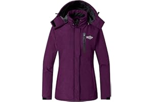 Wantdo Giacca da Neve in Pile Warm Giubbotto da Montagna Caldo Cappotto da Escursionismo Outdoor Parka con Cappuccio Antivento Donna Nero L