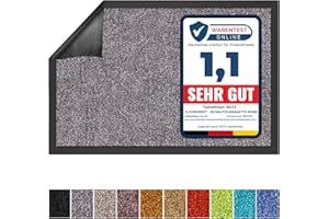 ‎FLOORDIREKT Floordirekt Schmutzfangmatte Rhine - waschbare & leistungsstarke Fußmatte - Sauberlaufmatte mit Rutschfester Rückseite - Türmatte für den Eingangsbereich (Grau (Sparrow), 60 cm x 90 cm)