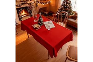 Home Brilliant Table Cloth 140x183 cm Wipe Clean Decorative Red Tablecloth Water Resistant Dust-Proof Fabric Table Protector for Kitchen Dining Table Chirstmas, Red, 140CM x 183CM