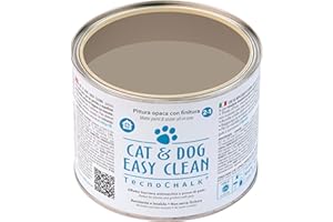 TecnoChalk® Pittura Opaca Antimacchia CAT & DOG EASY CLEAN® - Rende Lavabili Pareti e Superfici Porose - Crea una Barriera Antisporco - Per Casa e Giardino, a Prova di Pets! Tortora (500 ml)