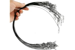 Drchoer Lot de 30 bas de ligne de pêche en acier inoxydable haute résistance avec émerillons et boutons-pression, 45,4 kg, 48,3 cm, noir/rouge/vert