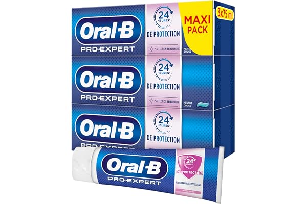 Oral-B Dentifrice Pro-Expert Conçu Pour Les Dents Sensibles, Protection Contre La Plaque Dentaire Avec Un Brossage Deux Fois Par Jour, Reminéralisation De L’Émail, Lot De 3 x 75ml