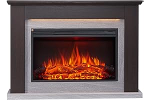 CROWNFLAME Balderia Pandora Electric Fireplace - Electric Standing Fireplace with Heating 1000/2000 W, Realistic 3D Flame Effect, LED Lighting, Remote Control Programmable, Timer, Thermostat - Dark Brown