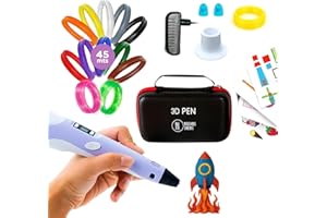 N NUEVAS IDEAS Bolígrafo 3D de Precisión | Kit Completo con 45 m de Filamento PLA (15 Colores) 3 Fluorescentes | Velocidad Regulable | Herramienta para Manualidades y Reparaciones. con Bolsa DE Transporte