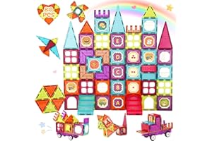 Gavgroom Bloques de Construcción Magnéticos para niños 80 Piezas Bloques de Construcción Niños Educativos 3D Imanes Stem Creatividad Montessori Juguetes Educativos para Regalo Más de 3 años