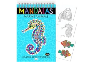 Finoly Mandalas para Colorear Niños y Niñas | Mandalas para Colorear Animales del Mar | Libros de Mandalas para Colorear en A4 | Libros de Mandalas para Niños con Papel Premium (Día)