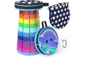 LOCYOP Sgabello telescopico, pieghevole, leggero e portatile, sgabello per adulti, campeggio, escursionismo, pesca, viaggi, barbecue, carico massimo 440lbs, con tasca per cuscino