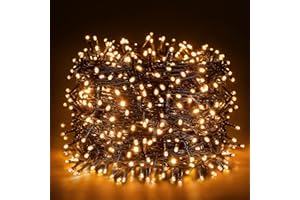 ‎ULINEK Ulinek 100M 1000LED Lampki choinkowe Zasilane lampki choinkowe Zewnętrzne ciepłe białe lampki LED Zewnętrzne wodoodporne z 8 trybami na choinkę Dom Balkon Ogród Wesele Impreza [Klasa energetyczna F]