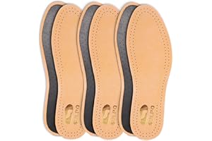 MAROL SULPO Lot de 3 paires de semelles intérieures en cuir véritable perforé pour protéger les pieds de transpiration