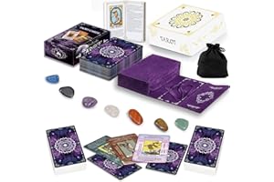 IXIGER Tarot Cards Set with Guide Book, Tarot Deck with Meanings, Learning Fortune Telling Game with Velvet Bag and Chakra Stone