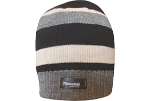 TeddyT's Boys Striped Design Thermal Knit Fleece Lined Thinsulate Winter Beanie Hat