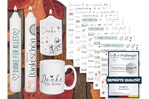 Sugeru 6 PCS Kerzentattoo (200+ Muster),Wassertransferdruck |wasserschiebefolie Kerzen | Kerzenfolie | kerzenaufkleber | Kerzen dekorieren |Sprüche & Bilder Relax zum Verschenken (Danke Ⅱ)