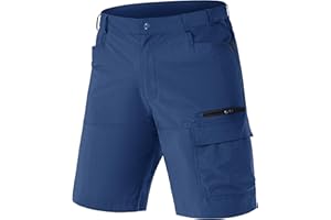 TACVASEN Men's Cargo Shorts Quick Dry Elasticated Waist Work Shorts for Outdoor Hiking with Zip Pockets