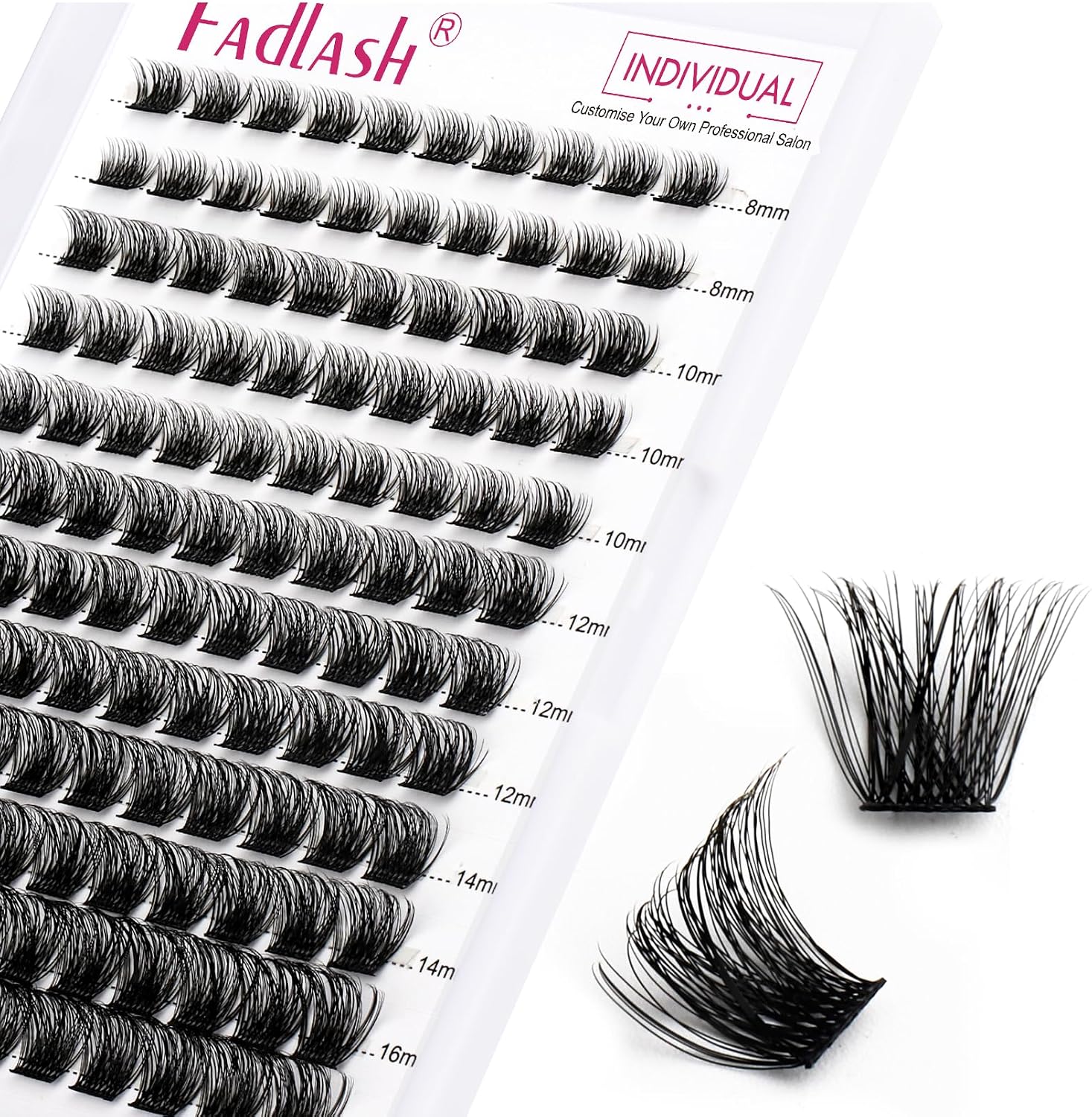 FADLASH Lash 120pcs 0.07mm D Curl 8-16mm 40D Mixed Trays Customizable DIY Eyelash Extensions for Beginners