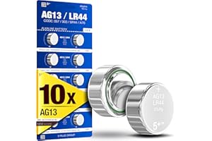 5 PLUS 5Plus 10-Pack LR44 AG13 357 303 SR44 A76 675 392 394 384 376 1.5V Alkaline Button Cell Batteries – Ideal for Watches, Hearing Aids, Glucometers, Key Fobs, Car Keys, and Small Electronics