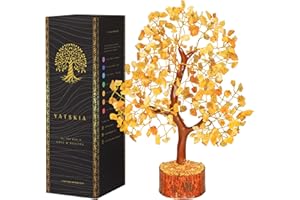 YATSKIA Yellow Tree - Yellow Healing Crystal, Gemstone Tree, Chakra Gifts, Crystal Luck, Crystal Trees, Tree of Life Gemstone, Balancing Tree, Crystal Items for Gift, Tree of Life Décor | Energy Healing Stone