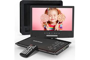 WONNIE 12.5'' Portable DVD Player with 10.5'' Swivel Screen, New Upgrade Player Built-in 5 Hours Rechargeable Battery, Supports USB/SD Card/TV Sync and Direct Play in Formats AVI/MP3/JPEG/RMVB