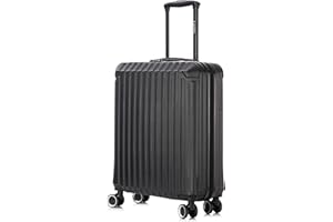 R.Leone Valigia Ryanair 55x40x20 cm Trolley Bagaglio a mano 4 Ruote Autonomo in ABS 2208 (Nero, S Bagaglio mano 55x40x20cm)