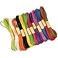 Coloured Jute Twine String,Skyzone 12 Colors Natural Jute String Wrapping String Colorful Craft String for Gift Wrapping, Artworks,DIY Crafts, Decoration, Picture Display (10m Each Color)