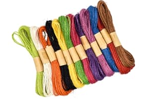 Skyzone Corda di spago di iuta colorata, Corda di iuta naturale di 12 colori Corda colorata artigianale per confezioni regalo, opere d'arte, artigianato fai-da-te (10 m per colore)
