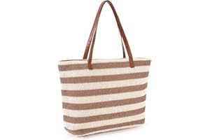 Victop Große Strandtasche, Strohtasche, Umhängetasche, mit Reißverschluss, Bohemian Summer Bag für Frauen für Picknick-Gymnaseinkäufe