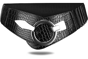 VANESSA & MELISSA Elastyczny damski pasek w talii, ok. 6 cm szerokości pas biodrowy ze srebrnym zapięciem pierścieniowym