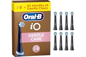 ‎ORAL-B Oral-B iO Gentle Care Black Oryginalne wymienne okrągłe końcówki szczoteczek, włókna pod kątem do lepszego usuwania płytki bakteryjnej,końcówka z miękkimi włóknami,do nadwrażliwych dziąseł,Oral-B iO,8