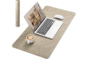 NOSTHEART Tappetino per Scrivania in Pelle, Antiscivolo, Protettore Impermeabile, Testura Litchi & Tessuto, 100x43.5cm Grande Tappetino per Scrittura, Laptop & Ufficio (Nero/Caffè)