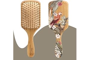 2EASY Spazzola in Legno di Bamboo Districante, Spazzola per Capelli, Per Capelli Ricci, Lisci e Fini, Professionale, Donna, Spazzola districante, Spazzola Biodegradabile, Antistatica (Quadrata Big)