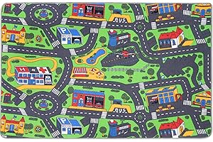Primaflor - Ideen in Textil Tappeto Bambini CITTÀ 140cm x 200cm, Tappeto per Bambini con Strade, Tappeto per Cameretta per Ragazzi e Ragazze, Tappeto da Gioco Pista, Lavabile e Resistente