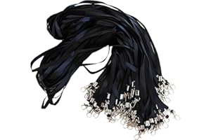 IBOO 100 cordones negros con clip de metal - Cordón de cuello para portatarjetas de identificación (Negro, 100)