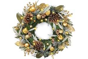 QHAIYYBF Corona Navidad Puerta Grande,Corona de Navidad 55 cm,Guirnalda de Navidad en la Puerta Principal,con luz LED,Temporización Decoración Navidad para Puerta, Árbol, Pared, Ventana