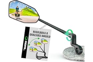 RBRL Specchio da bicicletta per manubrio ProVision in lega di alluminio, infrangibile e durevole, girevole a 360° e pieghevole, per bicicletta elettrica e scooter (a sinistra)