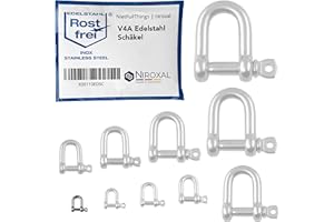 NietFullThings 10 Stueck 4-mm Edelstahl Rund-Scheakel aus V4A Kurze gerade robuste Form Bruchlast 700 kg Schäkel 4x14-mm