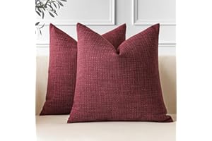 JOTOM 2 Pezzi Federe Cuscini Divano 50x50cm Copricuscini Per Divano in Lino Rosso Vino Decorativo Copricuscini Cuscino Caso Decorazione per la Casa Federe per Divano Soggiorno Letto (Rosso Vino)