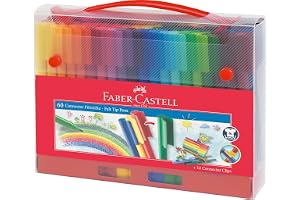 FABER-CASTELL 155560 - Filtspennset Connector väska, 74-delat med 60 fiberpennor, målarset för barn