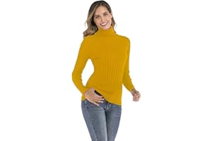 Enjoyoself Damen Strickpullover Gerippter Rollkragenpullover Feinstrick Elegant Langarm Strickpulli Stretch Warmer Winter Rolli
