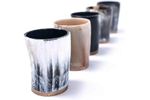 Norse Tradesman Set di Bicchierini in Corno di Bue (5) - Mini Corni da Bere da 60 ml per Tostare gli Alcolici