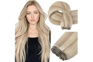 Easyouth Blonde Weft Hair Extensions Human Hair Highlight Blonde Weft Extensions Human Hair 14 Inch 70g Ash Blonde Double Weft Human Hair Extensions