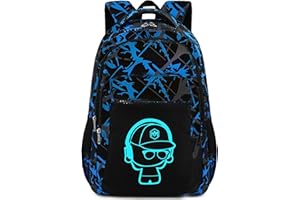 LEDAOU Mochila escolar para niños, adolescentes, niñas, mochilas escolares para niños, mochilas impermeables y ligeras, bolsa escolar grande para regalos escolares, Sketch Blue Black