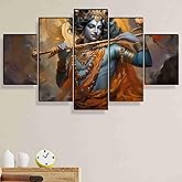 SAF krishna Paintings for Wall Decoration - Set Of Five, 3d modern art Painting for Living Room Large Size with Frames for Home Decoration, Hotel, Off